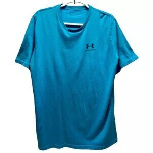 Under Armour UA Men's HeatGear T-Shirt Adult XL Teal Blue Cotton Touch Loose Fit